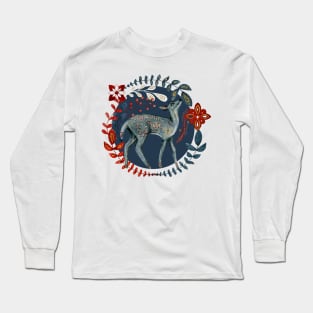 Nordic Folk Art Deer, Woodland Animal Folk Art Long Sleeve T-Shirt